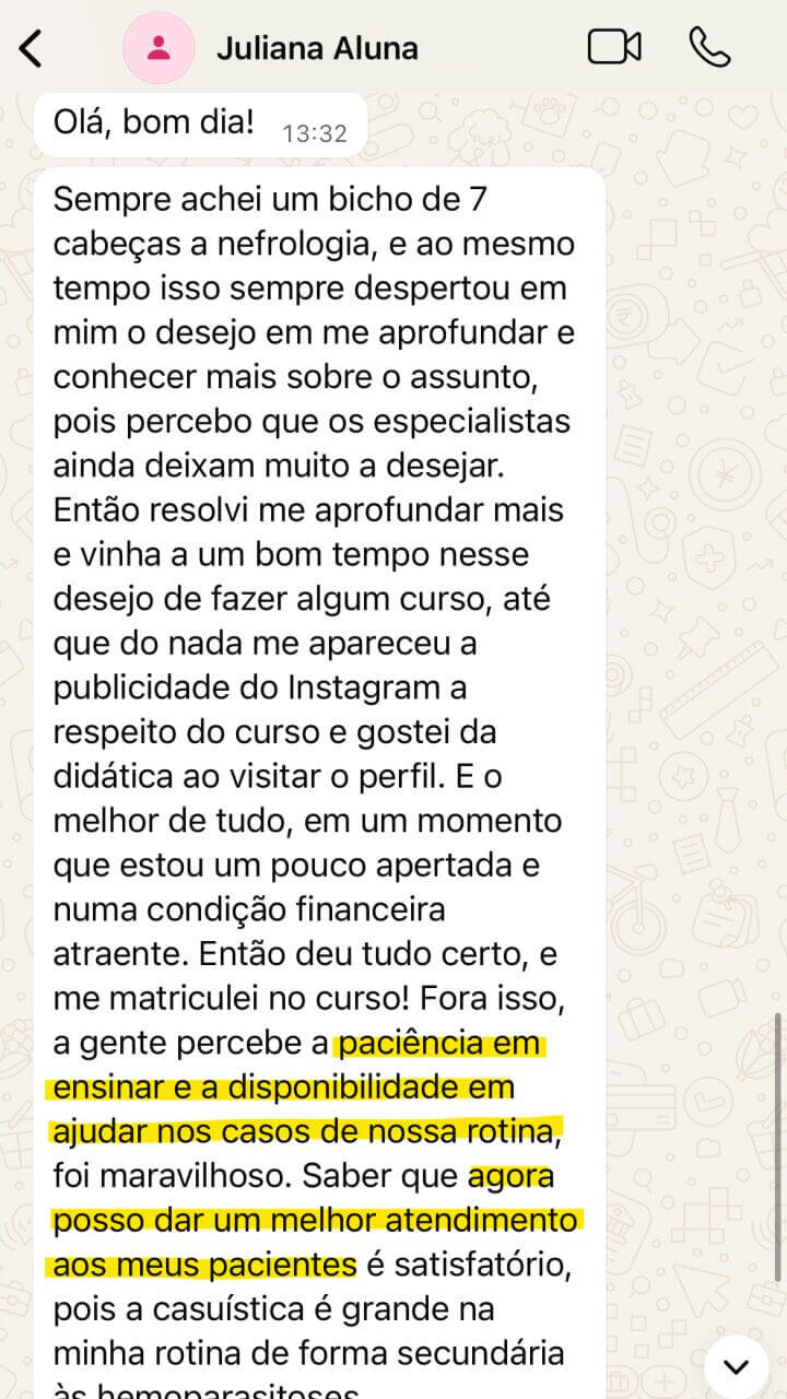 Avaliação de aluno de curso do professor Vinícius Camargo Fração